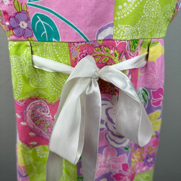 Karin Stevens, 14P Patchwork Floral Bow tie Midi Dress EUC - Picture 5 of 11